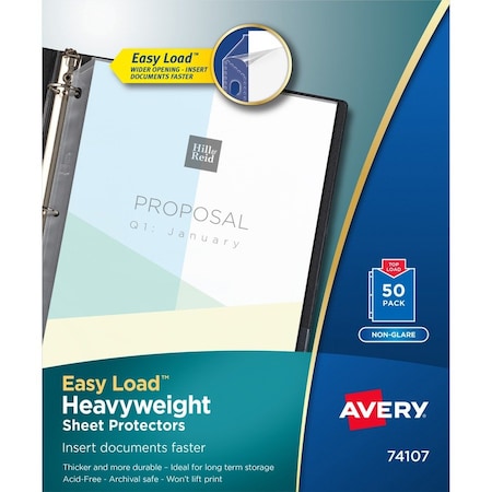 Avery Protector, Sheet, Nongl, Hvywt 50PK AVE74107